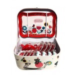 Tea Set Tin in Case - Red Garden